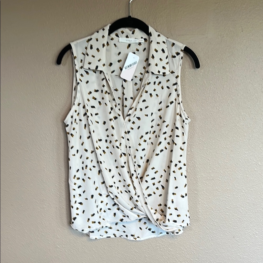 Lush Cream Sleeveless Wrap Blouse
